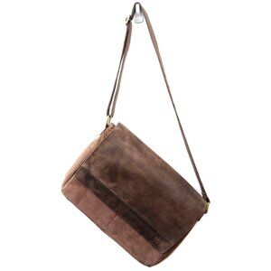 Estalon Brown Leather Laptop Case Travel Messenger Crossbody Bag Preppy School